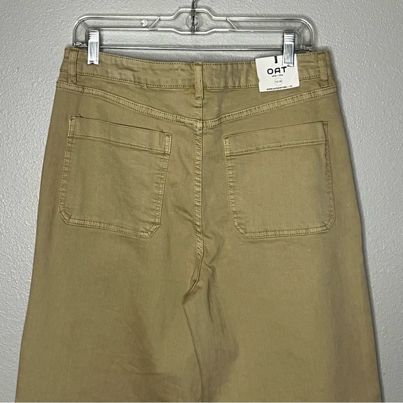 OAT High Waisted Wide Leg Khaki Pants Women 10/30 Tan Pockets NWT Loose Fit - Picture 7 of 10